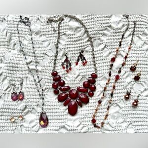 Elegant Red & Purple Necklaces and Earrings